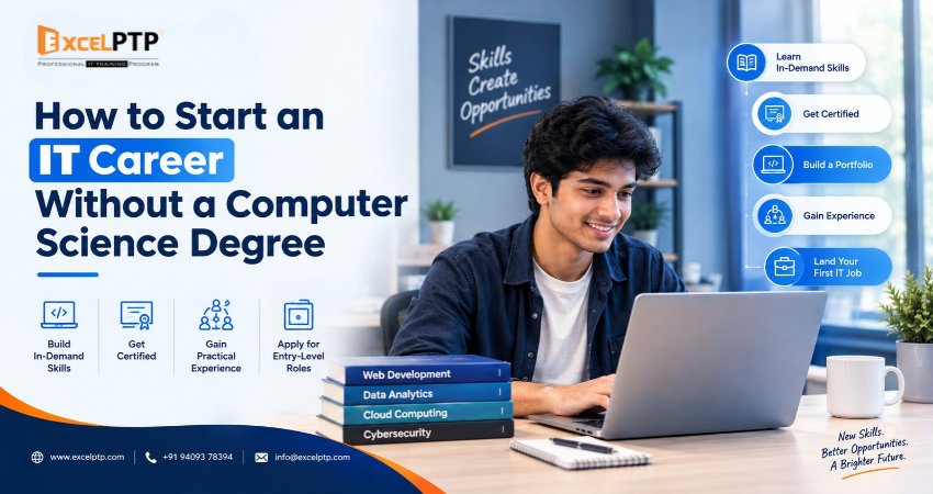 How to start an IT career without a Computer Science degree through practical skills and projects.